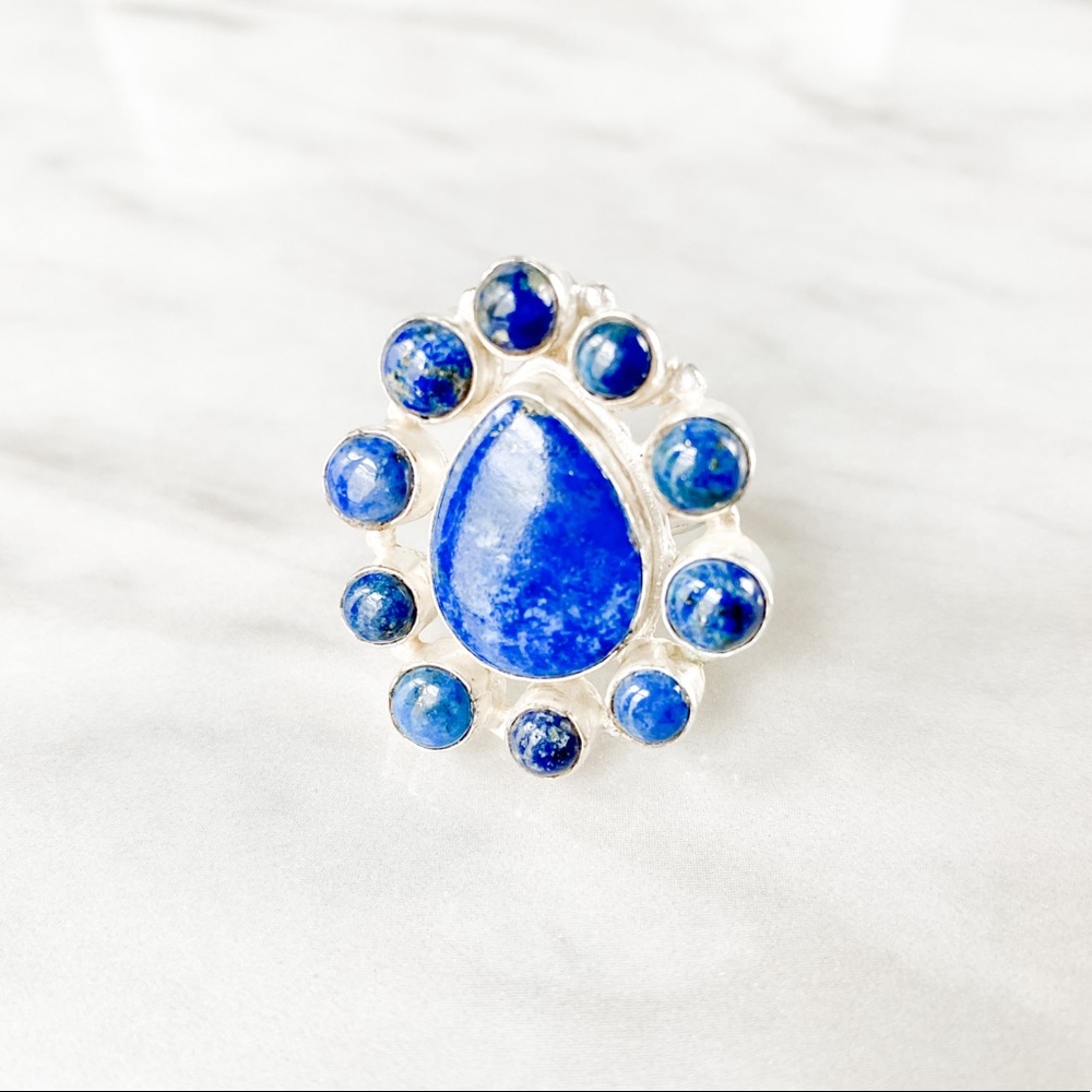 Sterling Silver Ring 925 Blue Stone sz 8